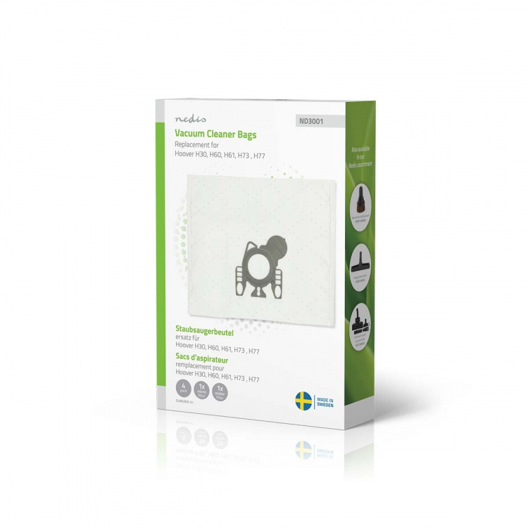 Nedis Vacuum Cleaner Bag | 4 pcs | Synthetic | Most sold for: Hoover H60 / Hoover H61 / Hoover H73 / Hoover H77 | White