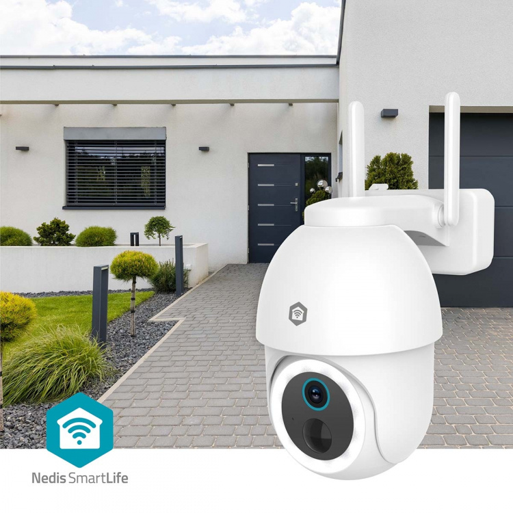 Nedis SmartLife Outdoor Camera | 3MP Full HD 1296p | Pan tilt | IP65 | Max. battery life: 3 Months | Cloud Storage (optional) / microSD (not included) | 5 V DC | With motion sensor | Night vision | White Nedis SmartLife Outdoor Camera | 3MP Full HD 1296p | Pan tilt | IP65 | Max. battery life: 3 Months | Cloud Storage (optional) / microSD (not included) | 5 V DC | With motion sensor | Night vision | White