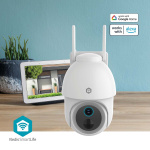 Nedis SmartLife Outdoor Camera | 3MP Full HD 1296p | Pan tilt | IP65 | Max. battery life: 3 Months | Cloud Storage (optional) / microSD (not included) | 5 V DC | With motion sensor | Night vision | White Nedis SmartLife Outdoor Camera | 3MP Full HD 1296p | Pan tilt | IP65 | Max. battery life: 3 Months | Cloud Storage (optional) / microSD (not included) | 5 V DC | With motion sensor | Night vision | White