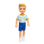 Barbie Chelsea Doll, Small Boy Doll - Dino Print, Blond Hair & Blue Eyes (HXM98)