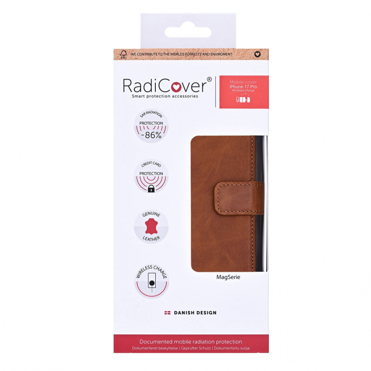 Radicover Wallet Case Radiation Protection 2in1 Brown - iPhone 16 Pro