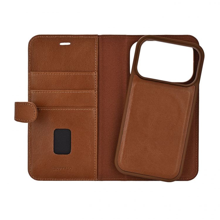 Buffalo Wallet Case 2-in-1 3 Card MagSeries Brown - iPhone 17 Pro
