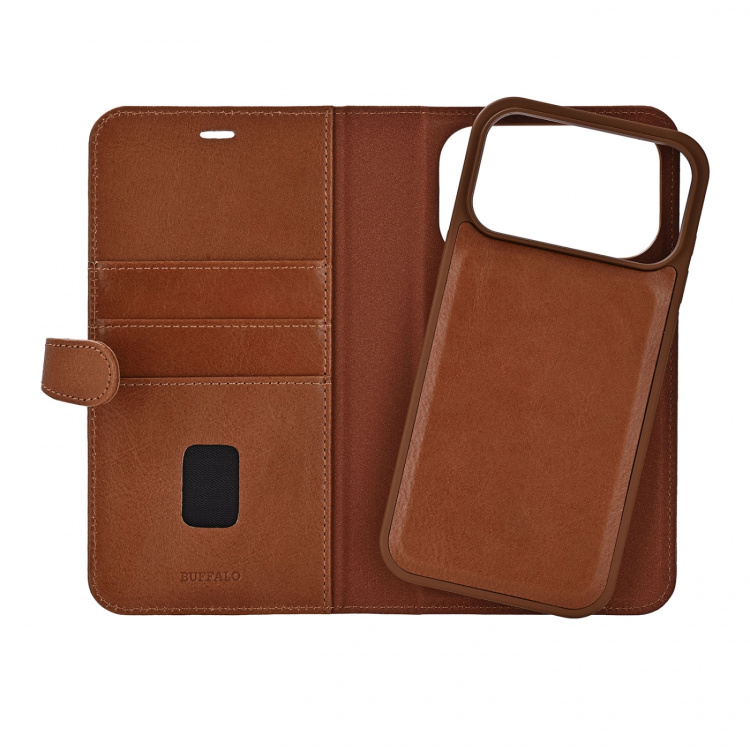 Buffalo Wallet Case 2-in-1 3 Card MagSeries Brown - iPhone 17 Pro Max