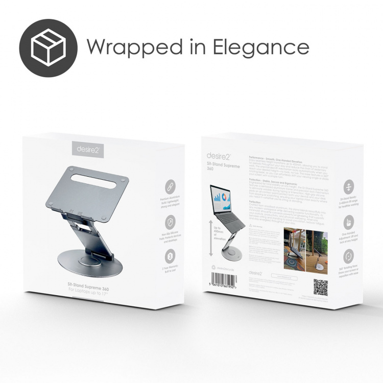 Desire2 Laptop Riser Sit-Stand Supreme 360 Aluminum