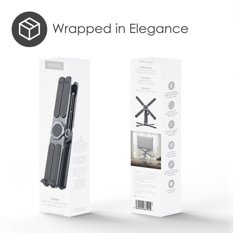 Desire2 Laptop Riser X Stand Foldable Aluminum