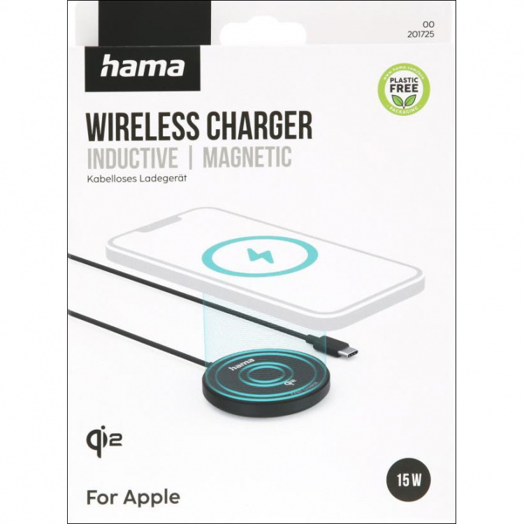 Hama Wireless Charging Qi2 Fast Charging 15W Black