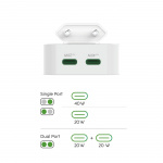 Hama Charger 2xUSB-C GaN PD 40W Fast Folding Mini White