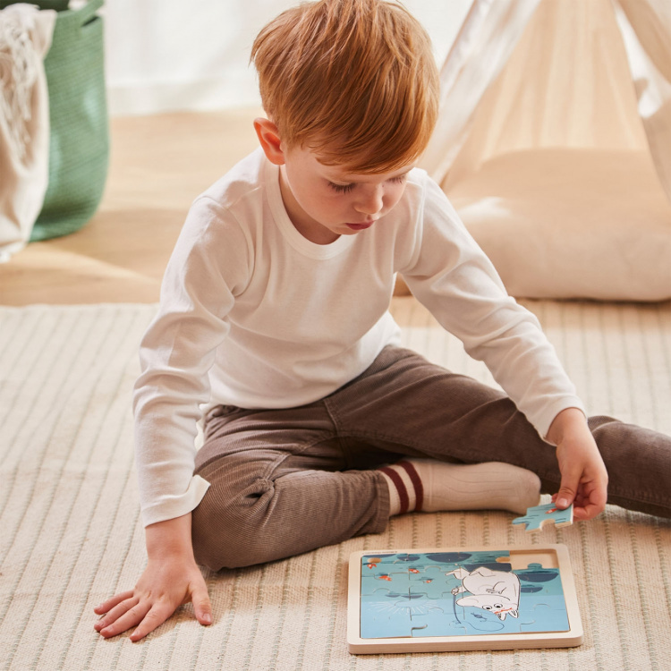 Moomin Puzzle 16 Pcs Wooden Puzzle Fishing