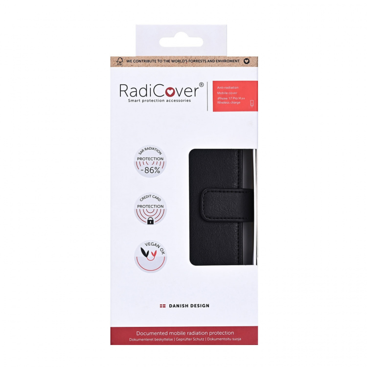 Radicover Wallet Case Anti-Radiation 3 Card RFID Black - iPhone 17 Pro Max