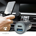 Nedis Car Charger | 1.5 / 1.67 / 2.0 / 2.22 / 3.0 A | Number of outputs: 2 | Port type: USB-A / USB-C™ | Automatic Voltage Selection