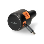 Nedis Car Charger | 2.4 / 3.0 A | Number of outputs: 3 | Port type: USB-A / USB-C™ | USB-C™ Retractable Cable | 0.70 m | Automatic Voltage Selection