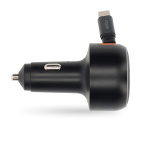 Nedis Car Charger | 2.4 / 3.0 A | Number of outputs: 1 | USB-C™ Retractable Cable | 0.70 m | Automatic Voltage Selection