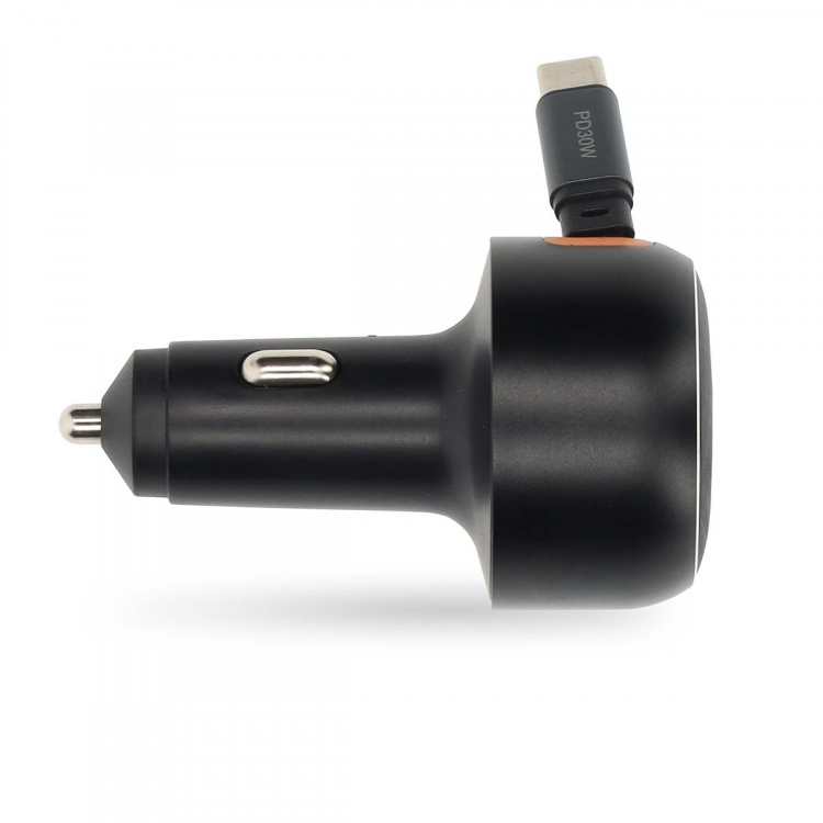 Nedis Car Charger | 2.4 / 3.0 A | Number of outputs: 1 | USB-C™ Retractable Cable | 0.70 m | Automatic Voltage Selection