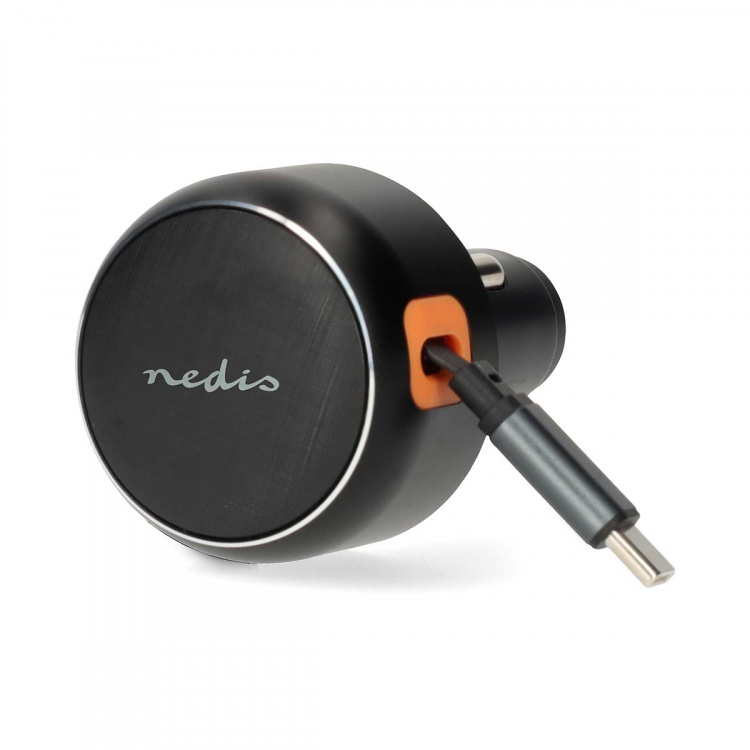 Nedis Car Charger | 2.4 / 3.0 A | Number of outputs: 1 | USB-C™ Retractable Cable | 0.70 m | Automatic Voltage Selection