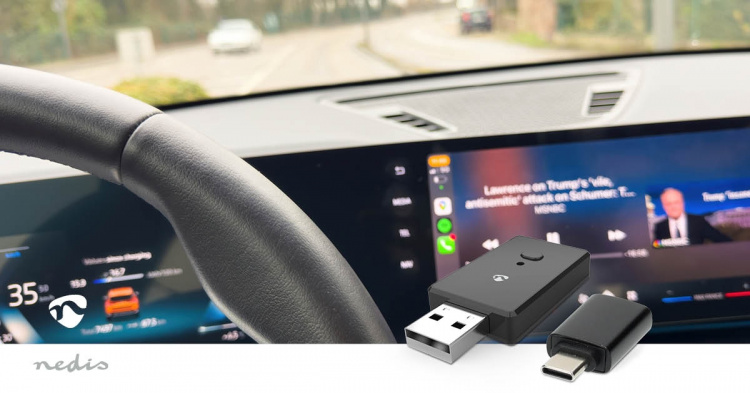 Nedis Wireless Car Audio Adapter | Android Auto / Apple Carplay | AAC / SBC | Black