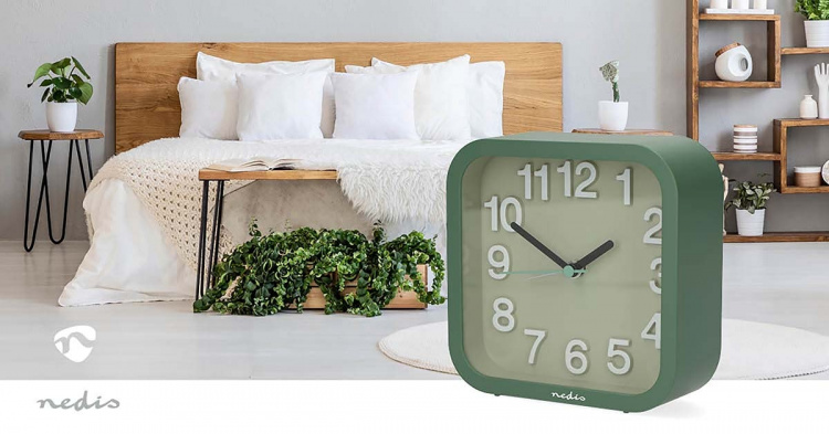 Nedis Analogue Desk Alarm Clock | Snooze function | Silent clockwork | Green