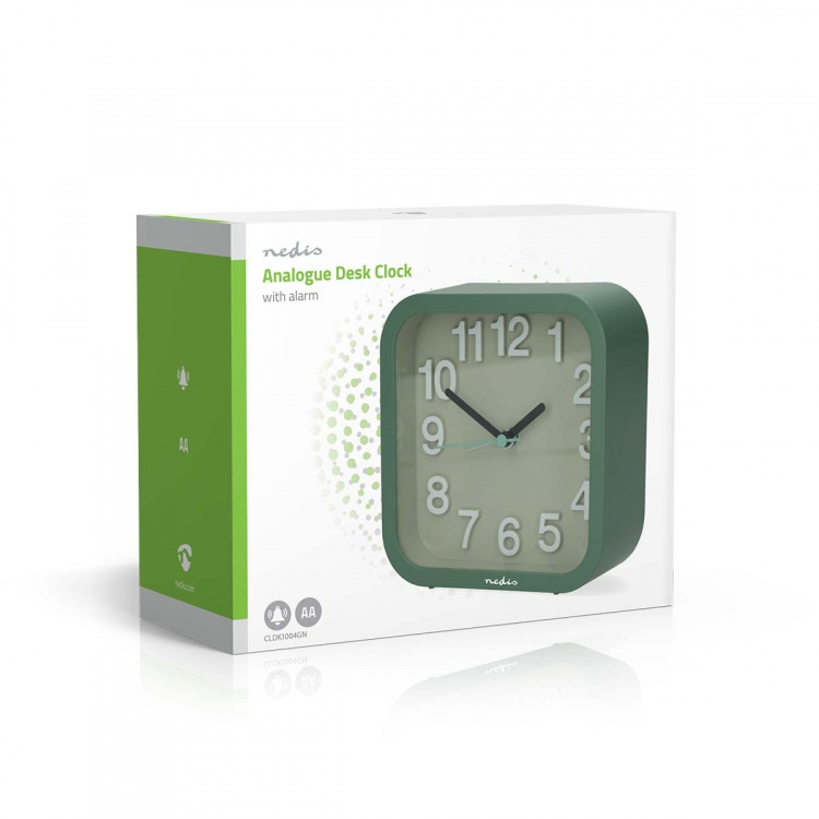 Nedis Analogue Desk Alarm Clock | Snooze function | Silent clockwork | Green