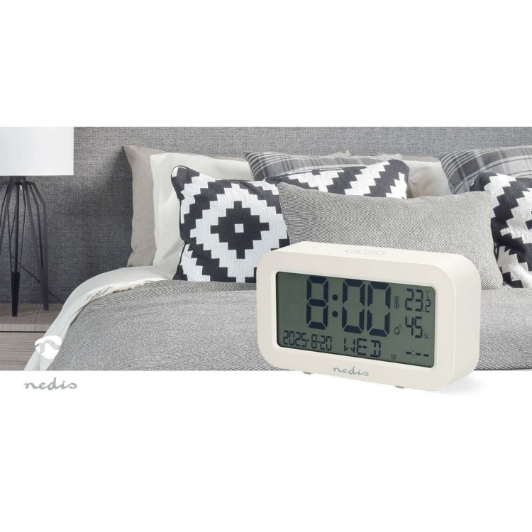 Nedis Digital Desk Alarm Clock | LCD | Backlight | Snooze function | Date display | Timer function | White