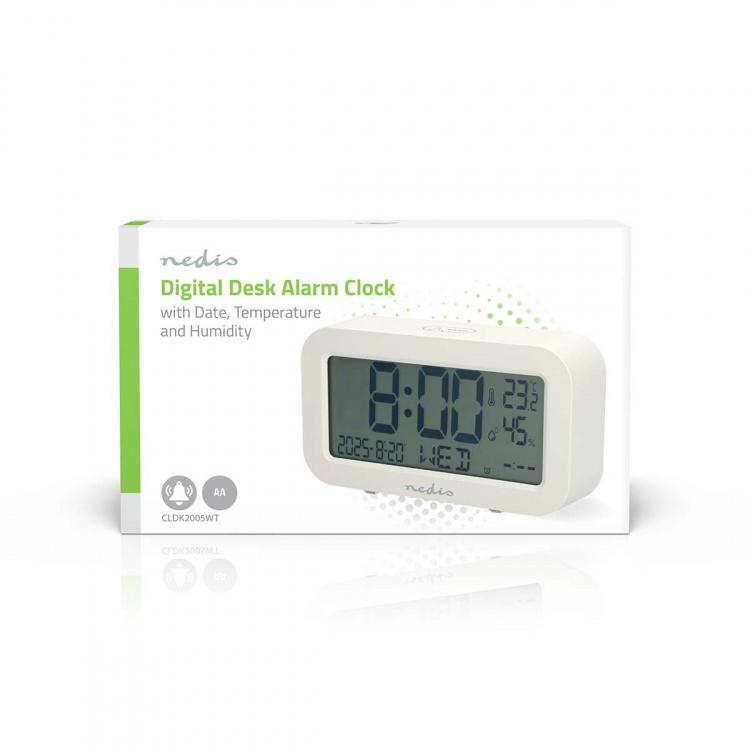 Nedis Digital Desk Alarm Clock | LCD | Backlight | Snooze function | Date display | Timer function | White