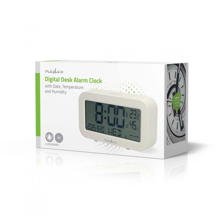 Nedis Digital Desk Alarm Clock | LCD | Backlight | Snooze function | Date display | Timer function | White