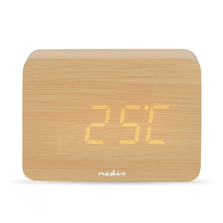 Nedis Digital Desk Alarm Clock | LED | Backlight | Snooze function | Date display | Indoor temperature | Wood