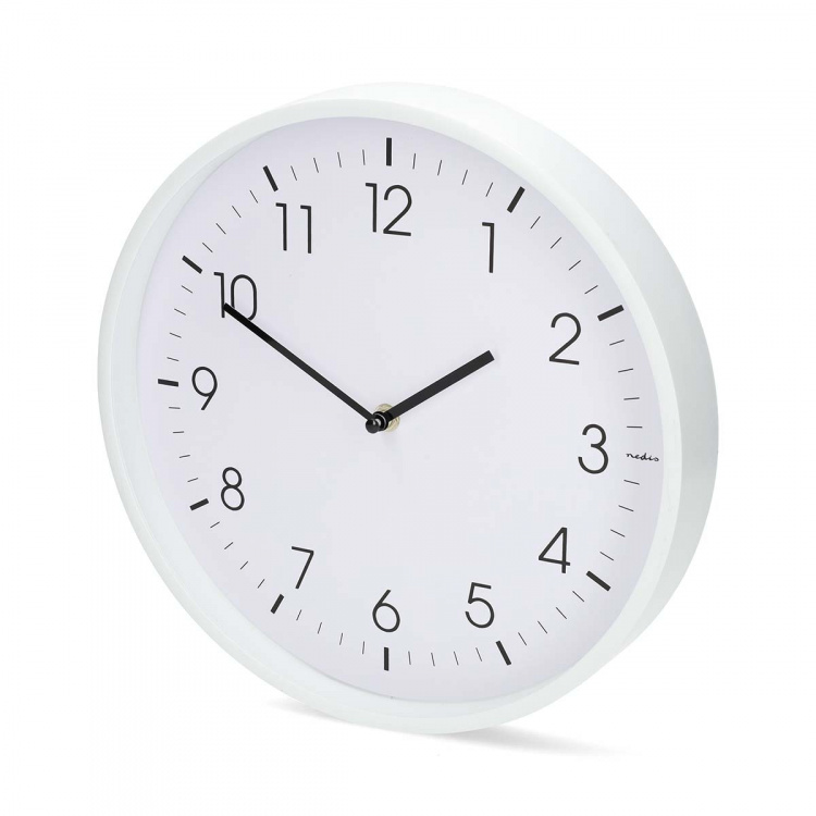Nedis Wall Clock | Diameter: 300 mm | Plastic | Silent movement | White