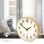 Nedis Wall Clock | Diameter: 300 mm | Wood | Silent movement | Wood