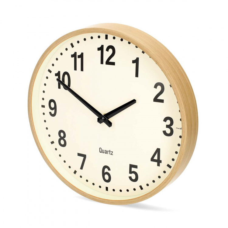 Nedis Wall Clock | Diameter: 300 mm | Wood | Silent movement | Wood