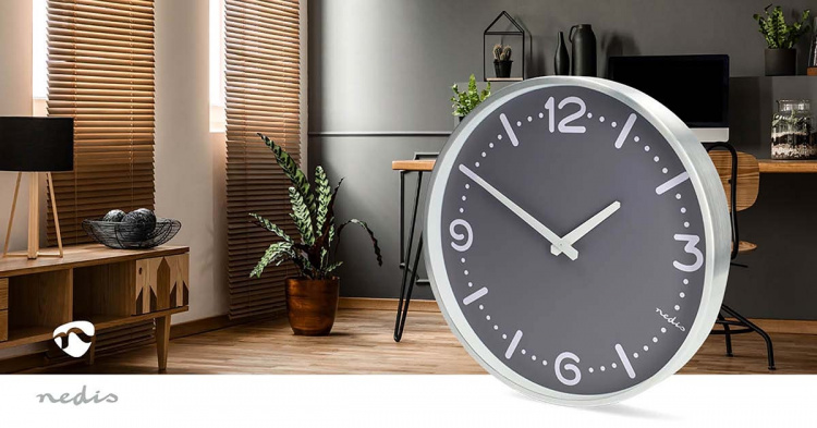 Nedis Wall Clock | Diameter: 300 mm | Aluminium | Silent movement | Metal