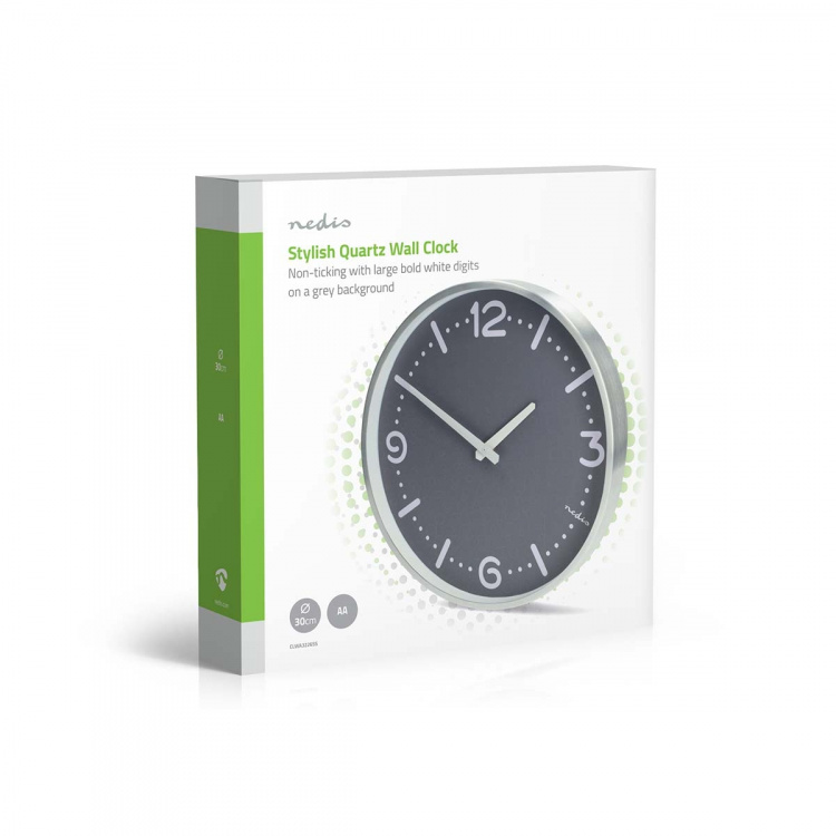 Nedis Wall Clock | Diameter: 300 mm | Aluminium | Silent movement | Metal
