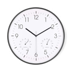Nedis Wall Clock | Diameter: 300 mm | Plastic | Silent movement | Thermometer | Hygrometer | Black / White