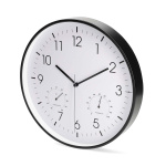 Nedis Wall Clock | Diameter: 300 mm | Plastic | Silent movement | Thermometer | Hygrometer | Black / White