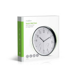 Nedis Wall Clock | Diameter: 300 mm | Plastic | Silent movement | Thermometer | Hygrometer | Black / White
