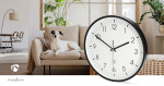 Nedis Wall Clock | Diameter: 300 mm | Plastic | Radio controlled time | Silent movement | Black / White