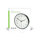 Nedis Wall Clock | Diameter: 300 mm | Plastic | Radio controlled time | Silent movement | Black / White