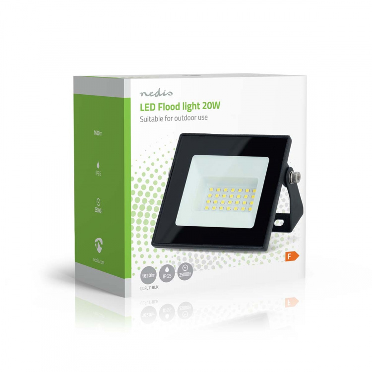 Nedis LED Floodlight | 4000 K | Rated luminous flux: 1620 lm | IP44 | Energy class: F | 220 - 240 V AC 50/60 Hz | 20 W