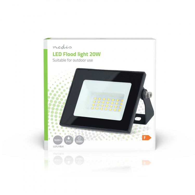 Nedis LED Floodlight | 4000 K | Rated luminous flux: 1620 lm | IP44 | Energy class: F | 220 - 240 V AC 50/60 Hz | 20 W