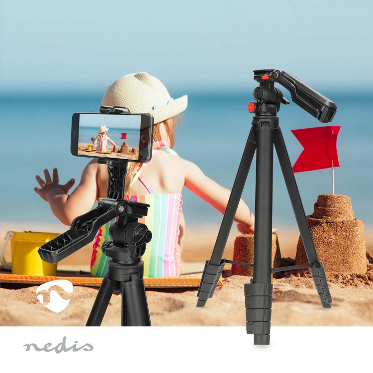 Nedis Tripod | Maximum load capacity: 3 kg | Minimum working height: 41.5 cm | Maximum working height: 160 cm | 5 Segments | Pan & Tilt | Travel bag included | ABS / Aluminium | Black