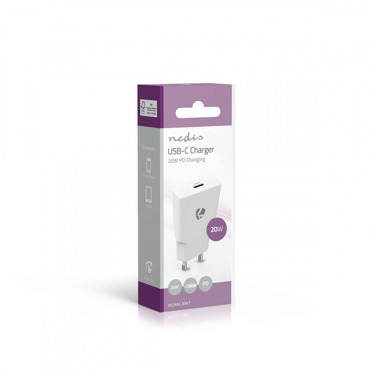 Nedis Wall Charger | PD3.0 | Quick charge feature | 1.67 / 2.22 / 3.0 A | Number of outputs: 1 | USB-C™ | Automatic Voltage Selection | White