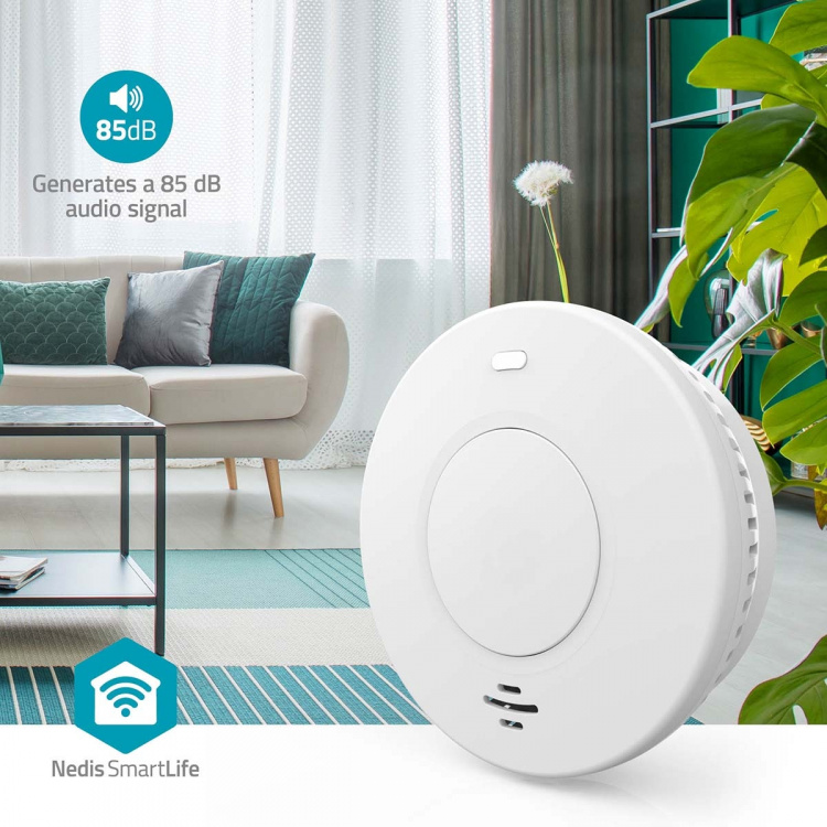 Nedis SmartLife Smoke Detector | Battery Powered | Sensor life cycle: 10 year | EN 14604 | Max. battery life: 120 Months | 85 dB | White | 1 pcs