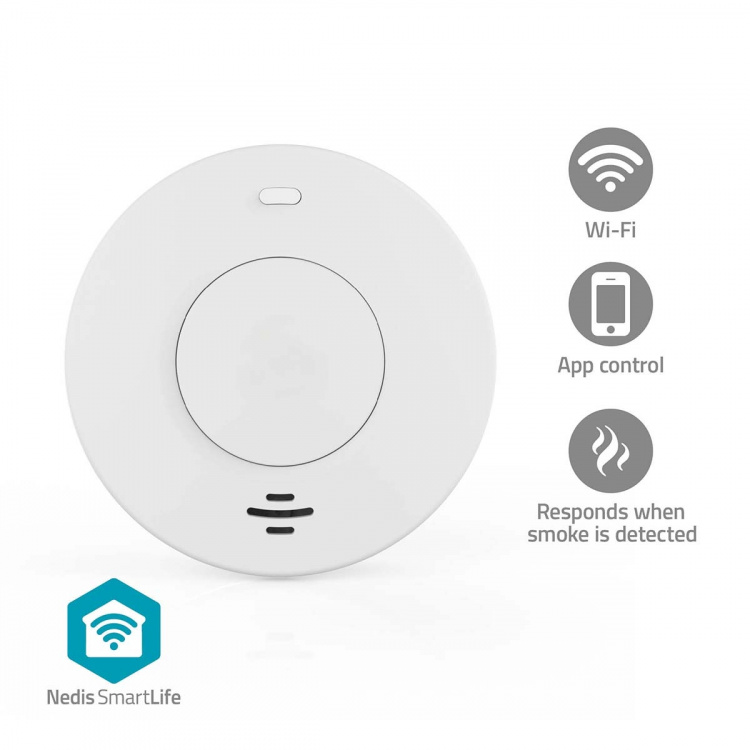 Nedis SmartLife Smoke Detector | Battery Powered | Sensor life cycle: 10 year | EN 14604 | Max. battery life: 120 Months | 85 dB | White | 1 pcs