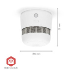 Nedis SmartLife Smoke Detector | Battery Powered | Sensor life cycle: 10 year | EN 14604 | Max. battery life: 36 Months | 85 dB | White | 1 pcs