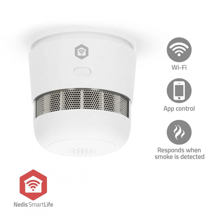 Nedis SmartLife Smoke Detector | Battery Powered | Sensor life cycle: 10 year | EN 14604 | Max. battery life: 36 Months | 85 dB | White | 1 pcs