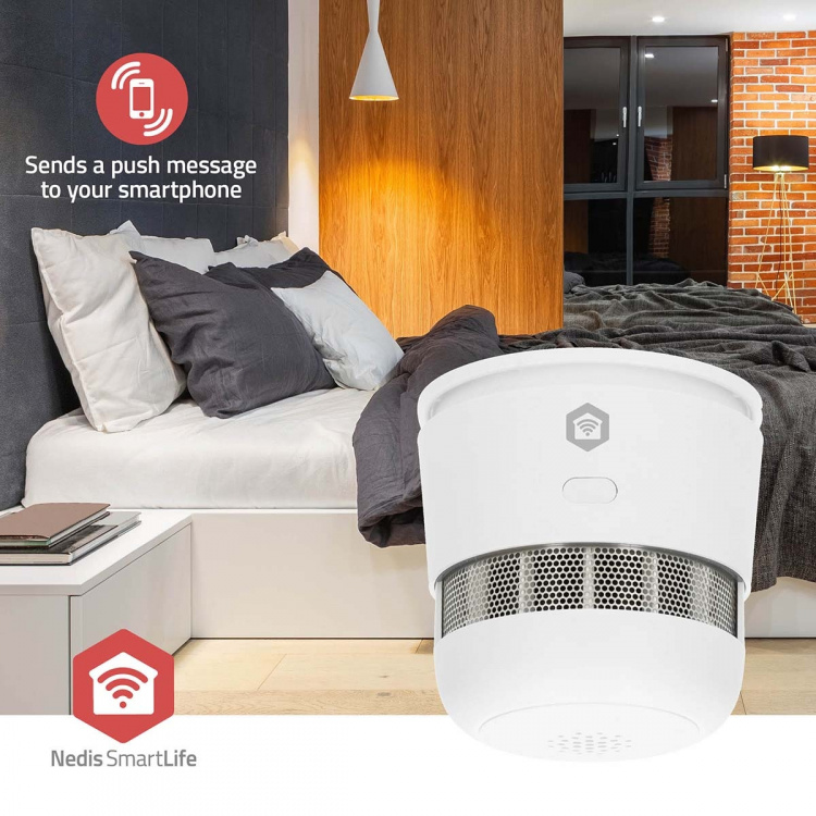 Nedis SmartLife Smoke Detector | Battery Powered | Sensor life cycle: 10 year | EN 14604 | Max. battery life: 36 Months | 85 dB | White | 1 pcs