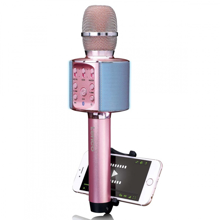 Lenco Bluetooth® Karaoke microphone with speaker & lighting Pink Lenco Bluetooth® Karaoke microphone with speaker & lighting Pink