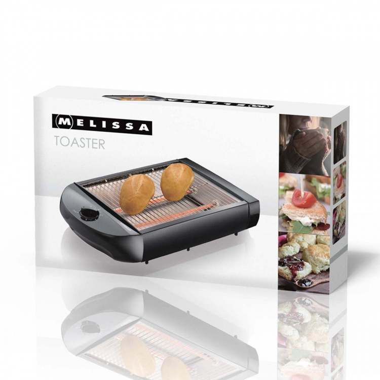 MELISSA Flat toaster | 600W | Timer | Removable crumb tray | Automatic switch-off | Black