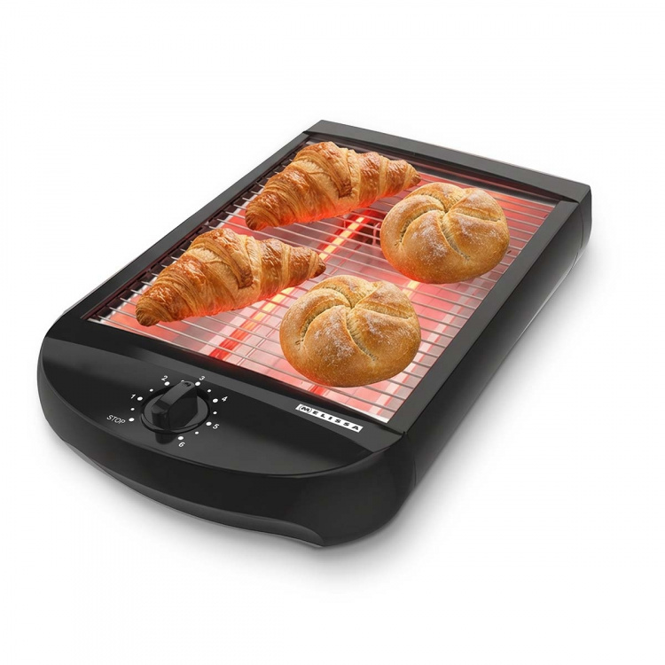 MELISSA Flat toaster | 600W | Timer | Removable crumb tray | Automatic switch-off | Black