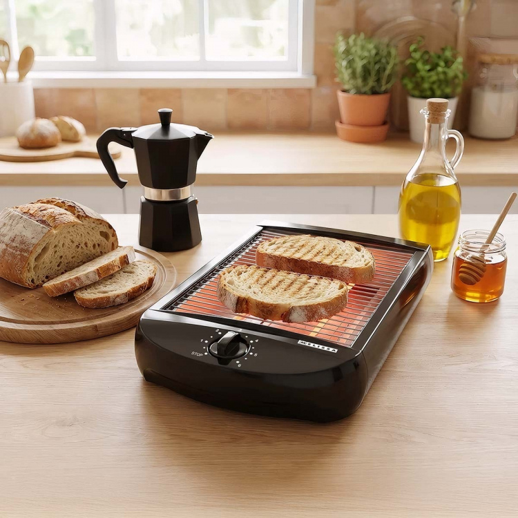 MELISSA Flat toaster | 600W | Timer | Removable crumb tray | Automatic switch-off | Black