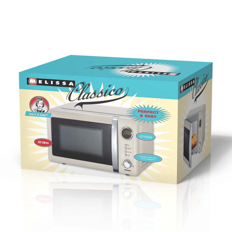 MELISSA Microwave Oven | 700 W | 20 L capacity | 12 Programs | 5 Power levels | Defrost | 60-minute timer | Cream