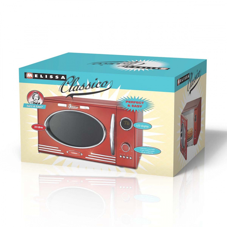 MELISSA Microwave Oven with Grill | 800 W | 23 L capacity | 12 Programs | 5 Power levels | Defrost | 60-minute timer | Metallic Red